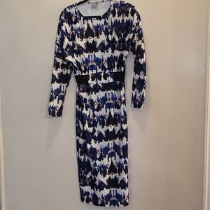 ASOS size 2 midi blue and white dress